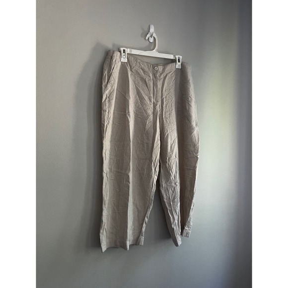 J. Jill Pants - J. Jill Pure Linen Cropped Pants Sea Salt Beige Petite Large LP NWT 062072